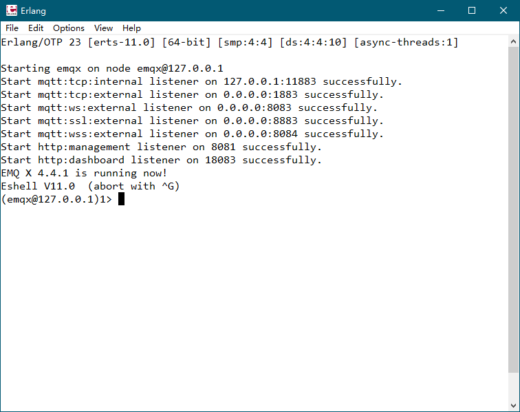 emqx console window